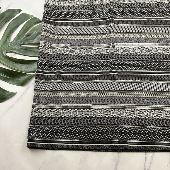 J Jill Knit Midi Skirt Size L Gray Black Stripe Pull On Side Slit Pencil Stretch - Picture 3 of 10